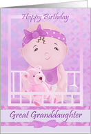 Happy Birthday Great Granddaughter Cute Baby in Crib Teddy Bear card