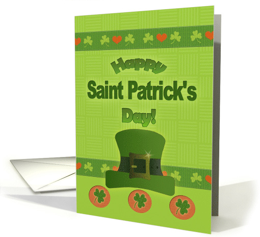 Happy Saint Patrick's Day with Shamrocks, Hat, Hearts card (1466518)