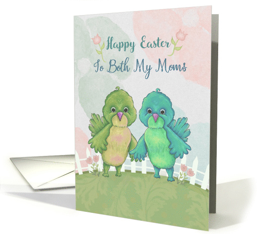 Happy Easter to Both My Moms with Cute Birds, Tulips card (1468098)