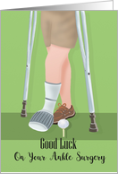 Good Luck Ankle Surgery with Golf club Cast card