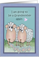 Grandma Sheep Showing Pictures of New Grandbaby to Friend card