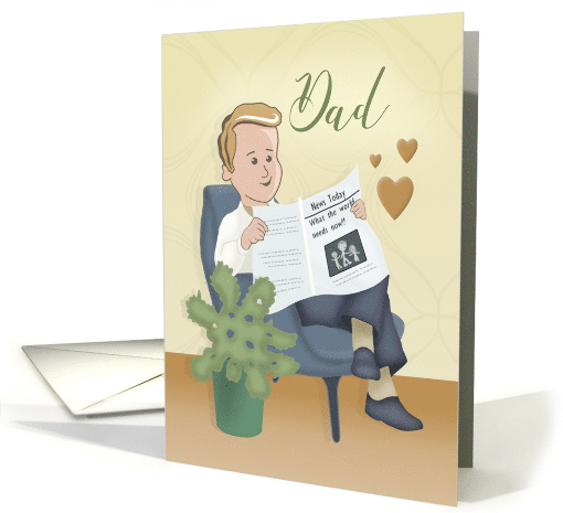 Happy Father's Day Man Reading Newspaper in Easy Chair card (1476620)