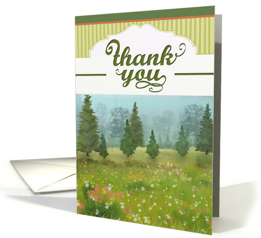 Business thank you with meadow, trees, calligraphy card (1480696)