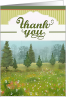 Business thank you with meadow, trees, calligraphy card