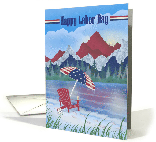 Happy Labor Day Patriotic Colors Mountains, Umbrella,... (1482130)