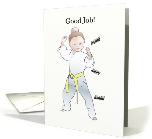 Good job! Karate yellow belt for girl card (1482282)