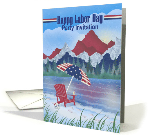 Happy Labor Day Party Invitation with Patriotic Colors, Umbrella card