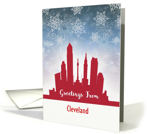 City of Ohio Skyline Silhouette in Red at Christmas, Customize card