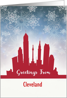 City of Ohio Skyline Silhouette in Red at Christmas, Customize card