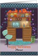 Niece Away at College at Halloween Dorm Room card