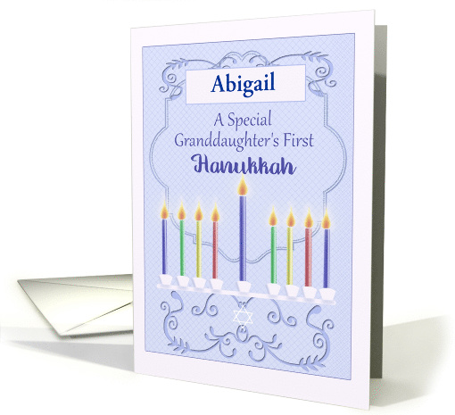 Granddaughter's First Hanukkah with Colorful Menorah... (1499572)