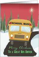 Merry Christmas School Bus Driver, Lone Star on Pine Trees, Bus card