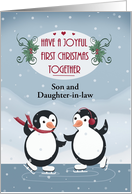 Have a Joyful First Christmas Together with Penguins on Ice, Custom card