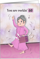 You are Rockin’ 60 Birthday for Woman in Pink Bathrobe, Radio card
