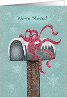 We’ve Moved this Christmas with Mailbox, Red Ribbon, Snow card