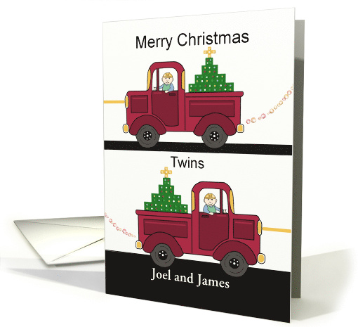 Merry Christmas Twin Toddler boys with Red Trucks, Blocks... (1506410)