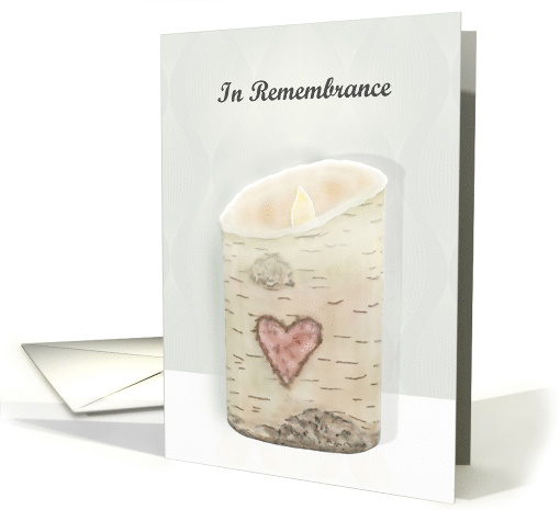 In Remembrance Anniversary Birch Candle with Heart card (1507826)