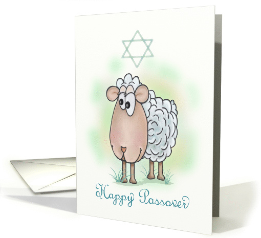 Cute Lamb at Passover with Star of David card (1512838)