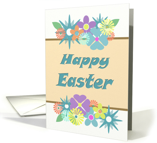 Happy Easter Fun Stenciled Pastel Flowers/ Starbursts card (1517142)