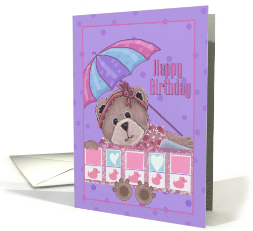 Happy Birthday From the Babysitter with Cute Bear, Umbrella card