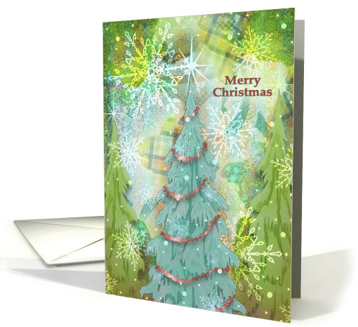 Collage look Merry Christmas with Christmas Trees, Snowflakes card