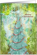 Collage look Merry Christmas with Christmas Trees, Snowflakes card