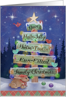 Have a Holly Jolly Hootin’ Tootin Christmas with Wood Christmas Tree card