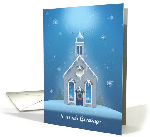 Season's Greetings with Quaint Country Church, Luke 2 verse 14 card