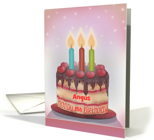 Custom Layer Birthday Cake with Candles, Cherries card (1549322)