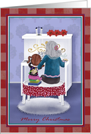 Merry Christmas Piano Teacher with Child, Teacher at Piano card