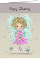 Happy Birthday Great Granddaughter with Fairy Holding Blue Flower card