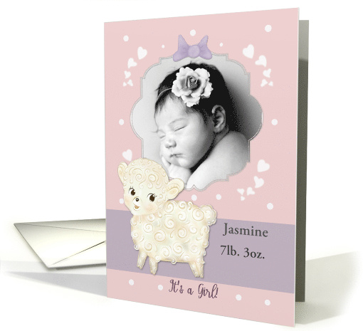 It's A Girl Custom Front Announcement with Sheep card (1555644)