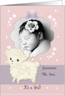 It’s A Girl Custom Front Announcement with Sheep card