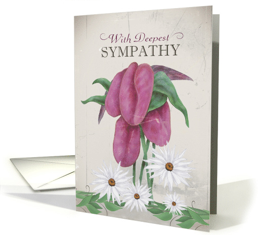 With Deepest Sympathy Antique Look Lady slippers, Daisies card