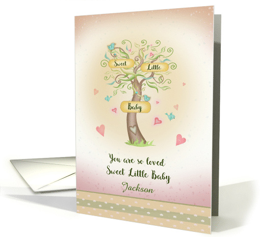 You are So Loved Sweet Little Baby with Tree, Hearts, Birds card