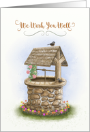 We Wish You Well with Stone Water Well, Flowers, Birds card