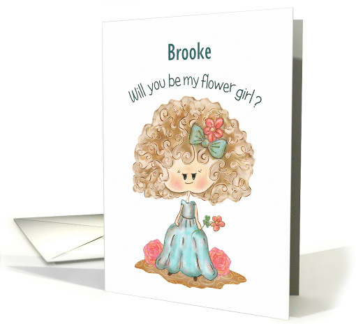 Custom Will You Be My Flower girl?, with Cute Whimsical Girl card