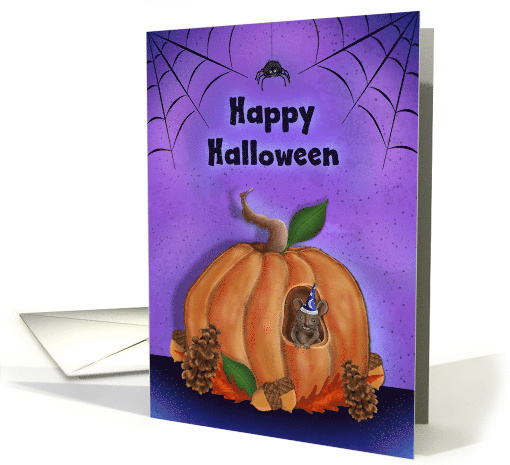 Happy Halloween with Mouse inside Pumpkin House card (1584486)