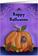 Happy Halloween with Mouse inside Pumpkin House card