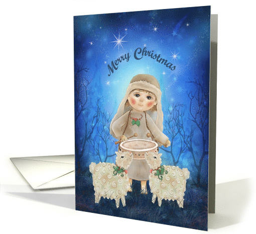 Merry Christmas with A Drummer Boy, Sheep, Night Scene card (1591244)