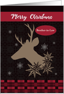 Merry Christmas Brother in law, Deer Silhouette Design, checks,Custom card