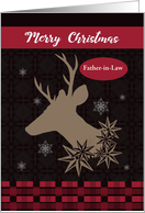 Merry Christmas Father in Law, Deer Silhouette Design, checks,Custom card