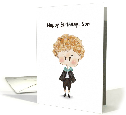 Happy Birthday Son with Cute Little Boy in Tuxedo card (1619474)