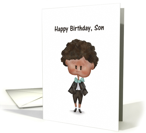 Happy Birthday Son with Cute Little Boy African American card