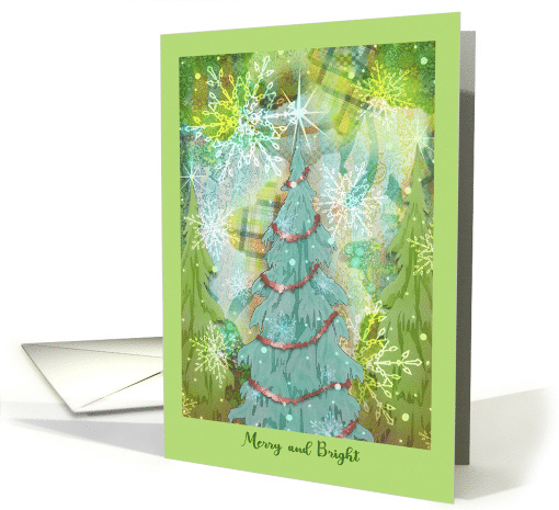 Merry and Bright Shining Bright Star on Christmas Tree, Collage card