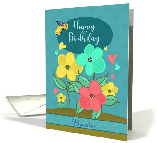 Customization Happy Birthday with Flowers Hearts Bee card (1642820)
