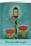 Warmest Wishes to You This Christmas with Cardinal Lamp Post Greenery card