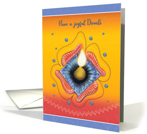 Have a Joyful Diwali Deepawali Colorful Lit Oil Lamp card (1653742)