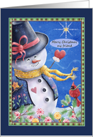 Merry Christmas my Friend with Snowman Cardinal Candy Star card