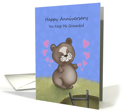 Happy Anniversary Groundhog Day with Cute Groundhog Hearts card